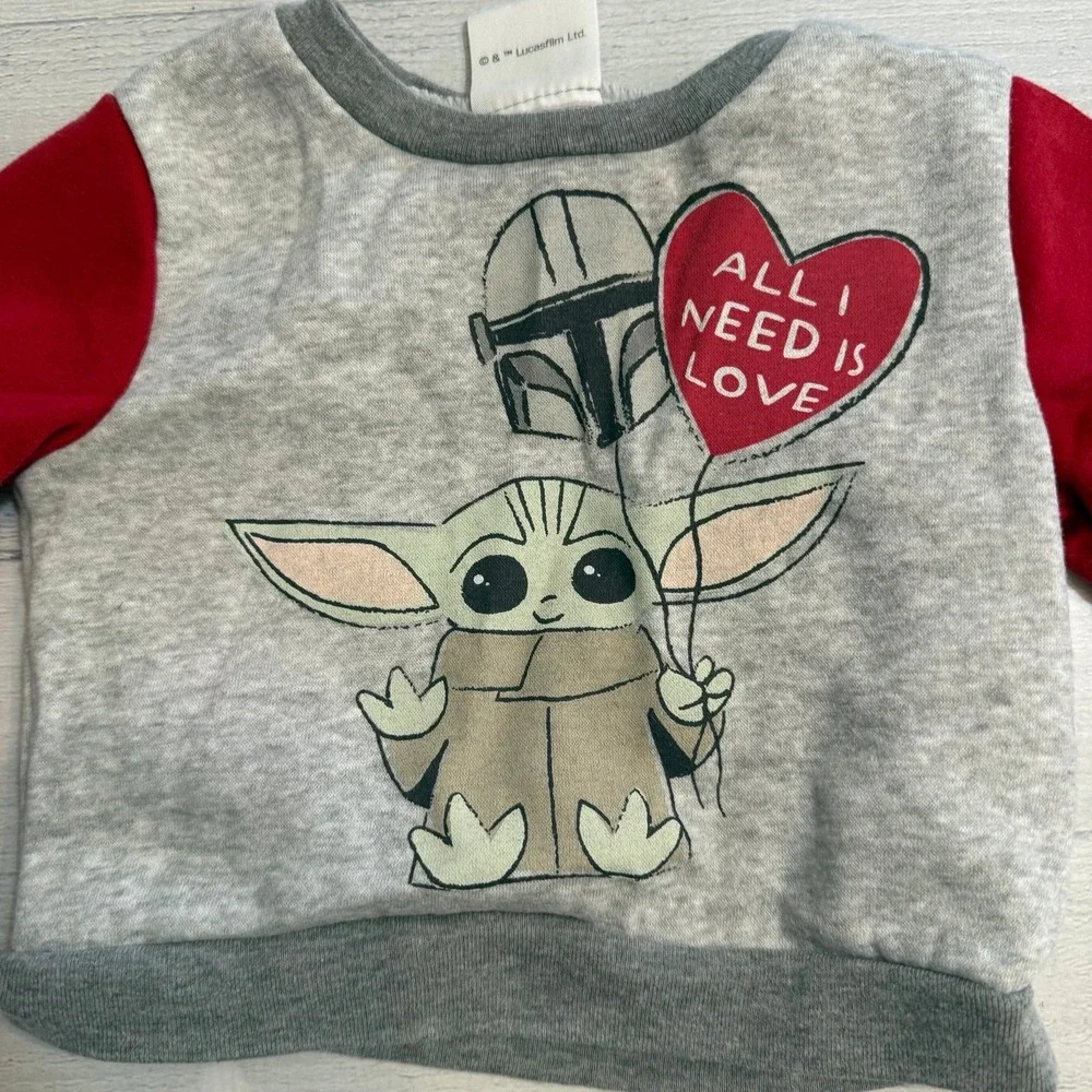 Start ways babyYoda all‎ you need is love valentines two piece outfit 6-9 months